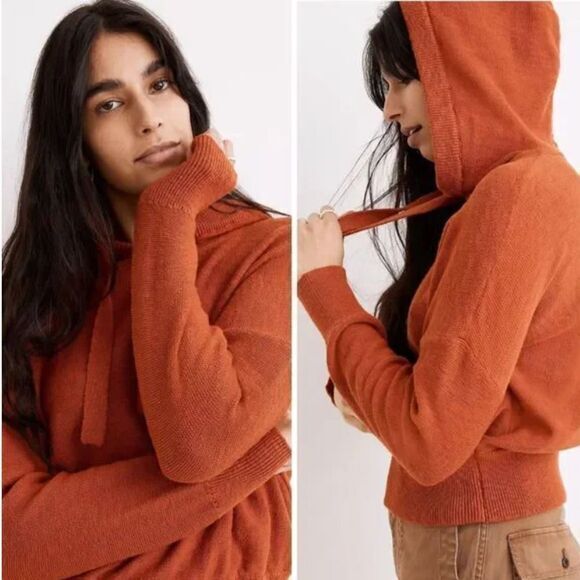 NEW Madewell‎ Clairview Hoodie Sweater, color Maple Glow, XXS - Picture 2 of 16